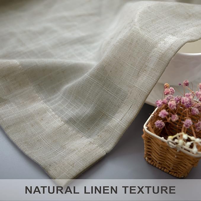Flax Linen Curtains 108 Inches Long for Kids Room 2 Panels Back Tab Pocket Window Draperies Light Filtering Semi Privacy Beige Sheer Curtains for Living Room Sliding Door Track Cotton Canvas Look 9 FT