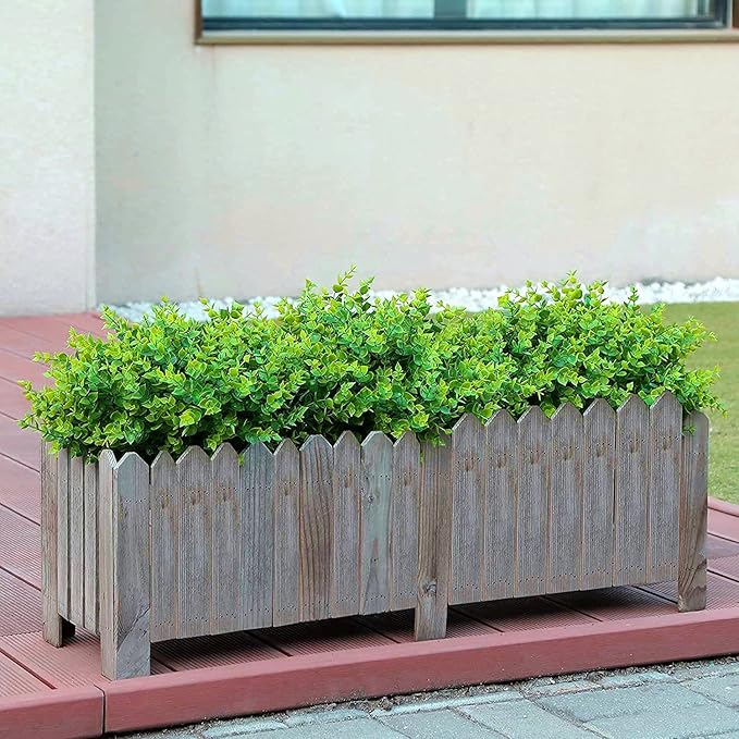 PASYOU Artificial Shrub, Fake Bush Simulation Eucalyptus Grass Greenery Leaves Plastic Plants Indoor Outdoor Outside Home Garden Office Bathroom Verandah Wedding Décor Decoration Planter Filler 8 Pcs