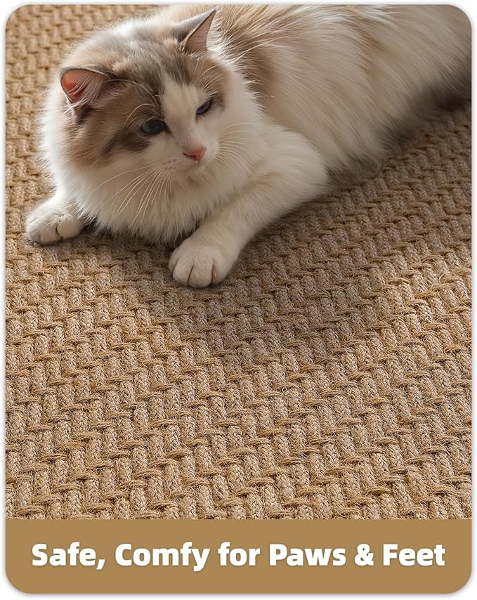 Color&Geometry 6x9 Jute Rug Indoor/Outdoor,Reversible Tan Handwoven Natural Fiber Herringbone Area Rug with Non-Woven Fabric Core, Easy Clean Relaxed Natural Decor for Patio, Deck, Living/Dining Room