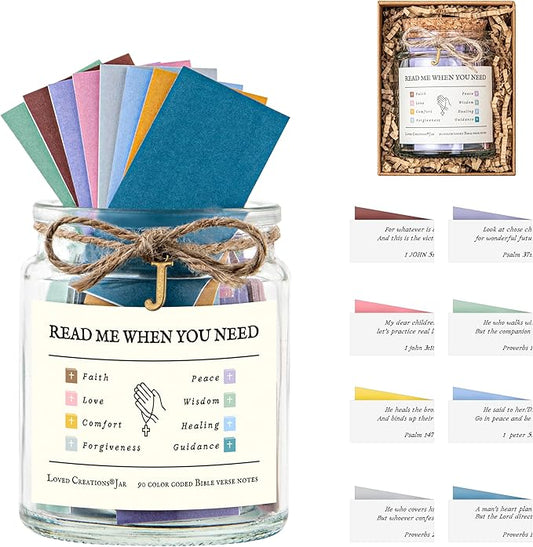 Bible Verse Jar for Christmas Gifts, Initial J Read Me When Prayer, Emotion and Feelings Scripture, Brightness Jar Christian Gifts for Women, Scriptural Study Supplies Men Art Work for Family
