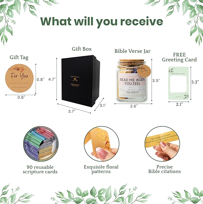 90 Day Bible Verse Jar for Women – Christian Gifts for Women Faith, Religious Baptism & Birthday Gifts for Mom, Inspirational Color Coded Bible Verses in a Jar, Read Me When Jesus Prayer