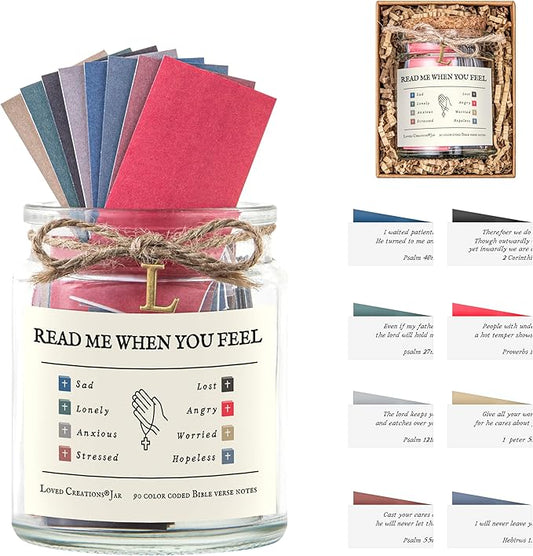 Bible Verse Jar for Christmas Gifts, Initial L Read Me When Prayer, Emotion and Feelings Scripture, Spirit-lifiting Jar Christian Gifts for Women, Scriptural Study Supplies Men Art Work for Family