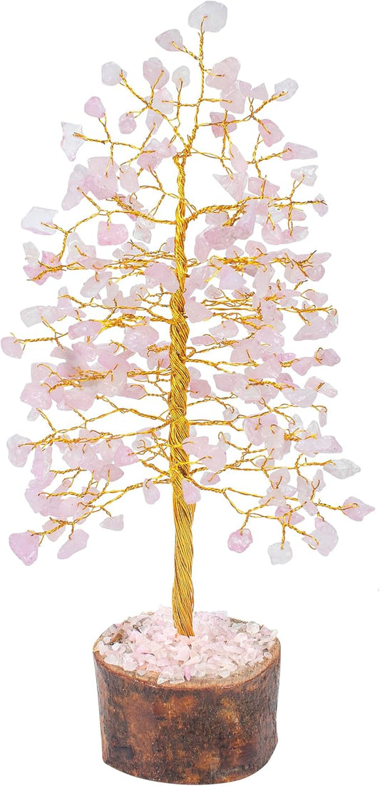 "Rose quartz Healing Crystal Tree Bonsai, Desk Decor for Women Pink Room & Office Decor Spiritual Gift Meditation Crystals for Home room decor cute house warming gifts for women Mom Birthday - 10"""