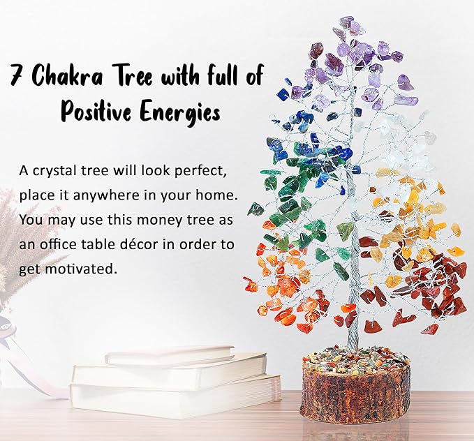 "Seven Chakra Healing Crystals Tree Bonsai Desk Decor for Women Room & Office Decor Spiritual Gift Meditation Crystals Home room decor cute house warming gifts for women Mom Birthday her - 10"""