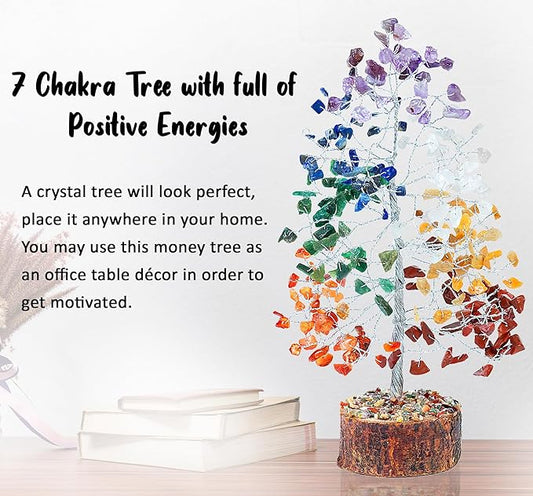 "Seven Chakra Healing Crystals Tree Bonsai Desk Decor for Women Room & Office Decor Spiritual Gift Meditation Crystals Home room decor cute house warming gifts for women Mom Birthday her - 10"""