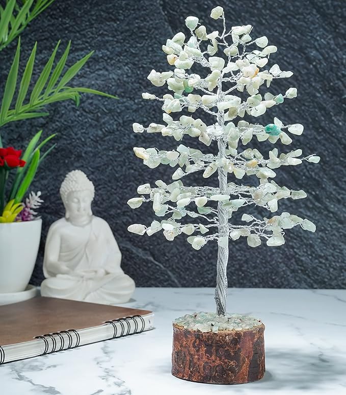 "Green Jade Healing Crystals Tree Bonsai Desk Decor for Women Green Room & Office Decor Spiritual Gift Meditation Crystals Home room decor cute house warming gifts for women Mom Birthday her - 10"""