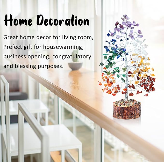 "Seven Chakra Healing Crystals Tree Bonsai Desk Decor for Women Room & Office Decor Spiritual Gift Meditation Crystals Home room decor cute house warming gifts for women Mom Birthday her - 10"""