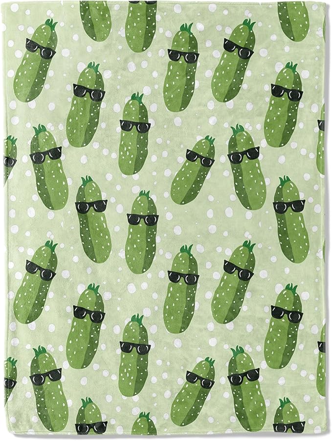 Cool Cucumber Throw Blanket 60x80 in, Funny Sunglasses Cucumbers Blankets for Couch Bedroom Living Room Indoor Decor, Lightweight Soft Cozy Bedding Birthday Gift for Kids Boys Adults