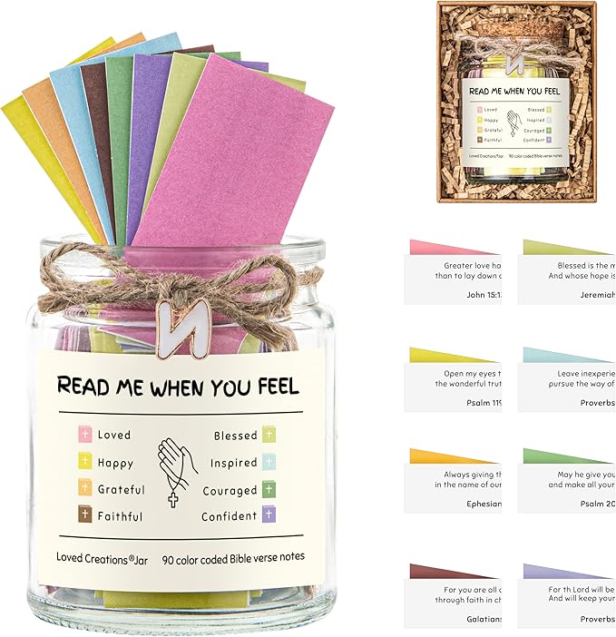 Loved Creations Initial N Read Me When Bible Verses Jar, Uplifting Jar Christian Gifts for Women, Prayer Bible Verse Accessories, Scripture Study Supplies for Teens Christmas Gifts