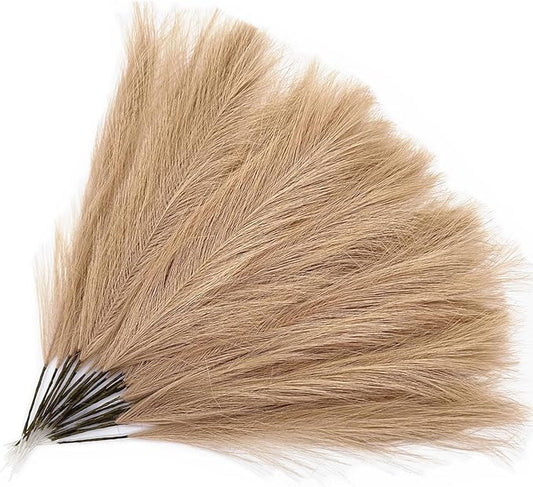 CATTREE Faux Pampas Grass - Khaki 30 Pcs, Artificial Small Pampas Grass Stems 17 Inch Reeds for Home Decor Vase, Dried Flowers, Fake Fluffy Floral, Dry Plant Wedding Party Christmas Boho Decorations