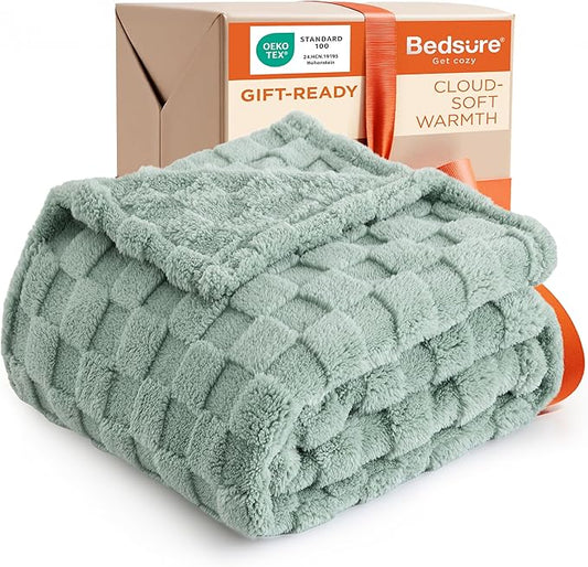 Bedsure GentleSoft Sage Green Throw Blanket for Couch - Super Soft Cozy St Patrick's Day Blankets Gifts for Women Men Girls, Cute Small Fleece Throws for Bedroom Home Decor, 50x70 Inches