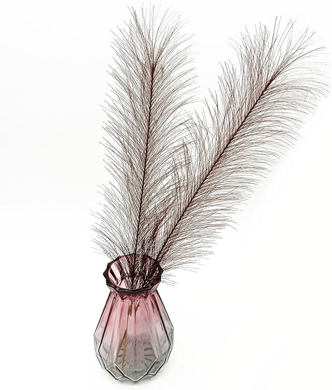 Faux Pampas Grass Artificial Fluffy Flowers Brown - 17 Inch 30 Stems, Vase Filler Plant Wedding Home Decor Fake Pampas Grass Stem Floral Plants for Wedding Party Christmas DIY Boho Decorations Coffee