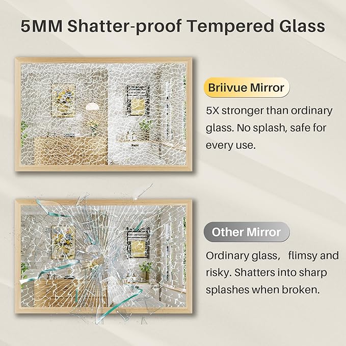 55x30 Inch Bathroom Mirror for Wall, Anti-Rust Oak Wood Grain Metal Framed Bathroom Mirrors for Over Sink,Rectangler Mirrors for Bathroom Vanity, Farmhouse, Bedroom, Living Room, Entryway Decor