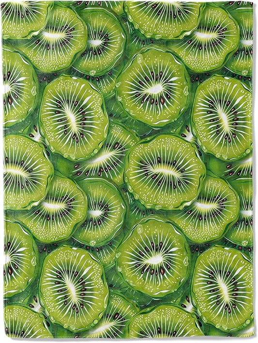 Fresh Kiwifruit Throw Blanket 60x80 in, Fresh Green Kiwi Fruit Blankets for Couch Bedroom Living Room Indoor Decor, Lightweight Soft Cozy Bedding Birthday Gift for Kids Boys Adults