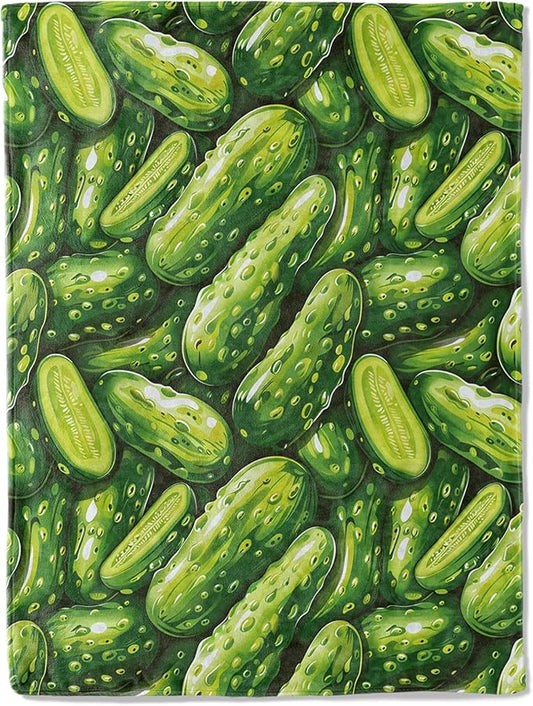 Green Cucumber Throw Blanket 60x80 in, Fresh Vegetable Pattern Blankets for Couch Bedroom Living Room Indoor Decor, Lightweight Soft Cozy Bedding Birthday Gift for Kids Boys Adults