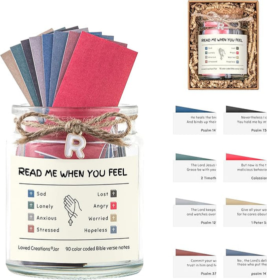 Loved Creations Initial R Read Me When Bible Verses Jar, Spirit-lifiting Jar Christian Gifts for Women, Prayer Bible Verse Accessories, Scripture Study Supplies for Teens Christmas Gifts