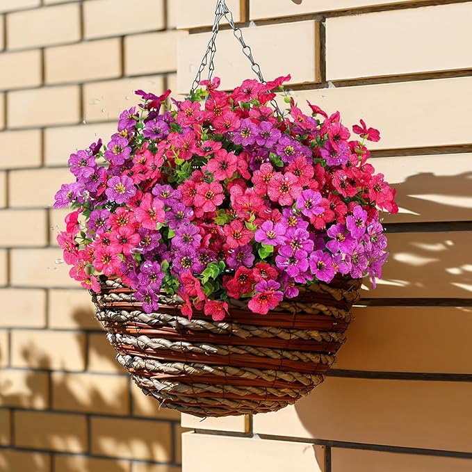 AGIRL 16 Bundles Artificial Flowers for Outdoor,No Fade Fake Plastic Flowers Faux Plants for Hanging Planters Decoration Indoor Outside Garden Porch Window Box Home Wedding