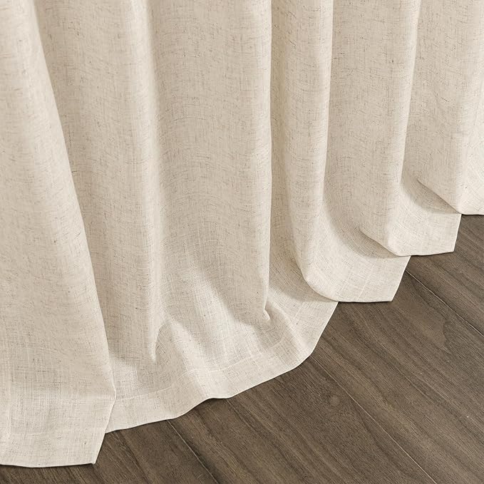Nanspring Linen Curtains 84 Inch Length 2 Panels Set for Living Room Farmhouse Decor Light Filtering Semi Sheer Curtain Back Tab and Rod Pocket Neutral Luxury Rustic Coastal Drapes for Bedroom 52x84