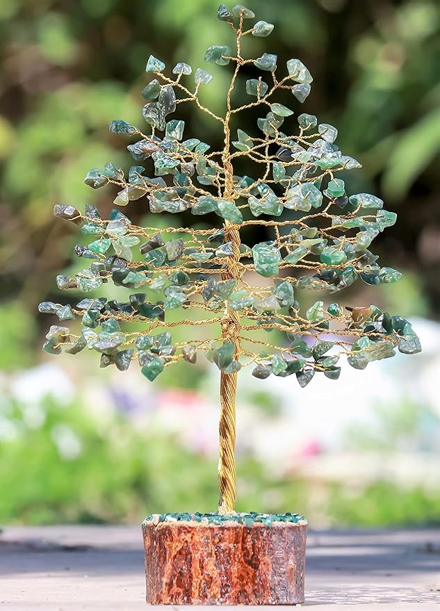 "Green Aventurine Healing Crystals Tree Bonsai Desk Decor for Women Room & Office Decor Spiritual Gift Meditation Crystals Home room decor cute house warming gifts for women Mom Birthday her - 10"""