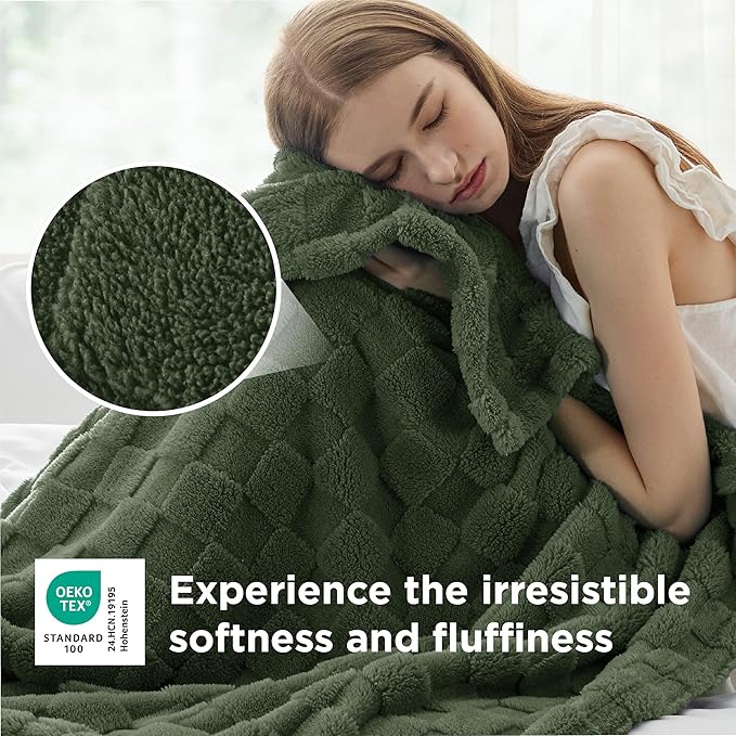 Bedsure GentleSoft Olive Green Spring Throw Blanket for Couch - Super Soft Cozy St Patrick's Day Blankets Gifts for Women Men Girls, Cute Small Fleece Throws for Bedroom Home Decor, 50x70 Inches