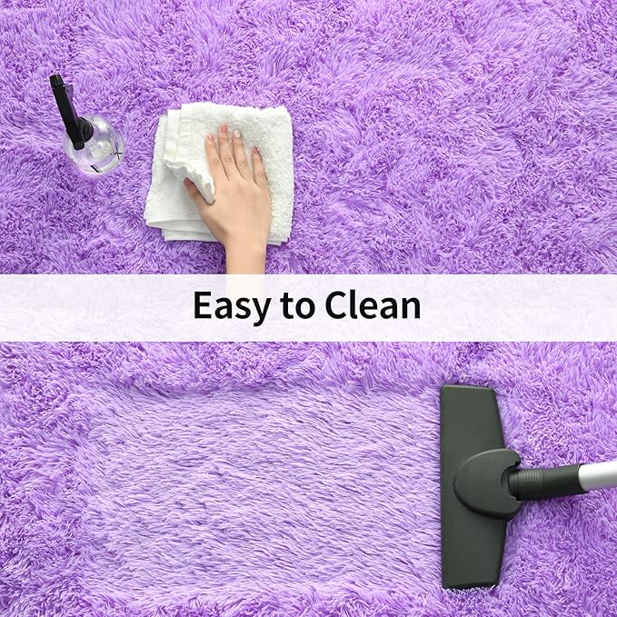 Merelax Soft Modern Indoor Shaggy Area Rug for Bedroom Livingroom Dorm Kids Room Home Decorative, Non-Slip Plush Fluffy Furry Fur Rugs Comfy Nursery Accent Floor Carpet 3x5 Feet, Purple