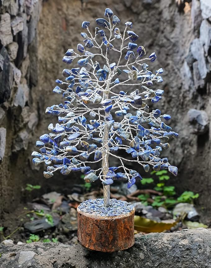 "Lapis Lazuli Healing Crystals Tree Bonsai Desk Decor for Women Blue Room & Office Decor Spiritual Gift Meditation Crystals Home room decor cute house warming gifts for Men Dad Birthday Him - 10"""