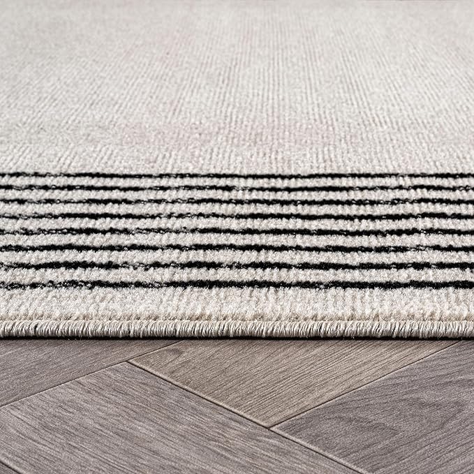 Rugshop Modern Minimal Bordered Indoor Area Rug for Entryway,Bedroom,Kitchen Rug Low Pile Rug with Jute Backing 4' x 6' Cream
