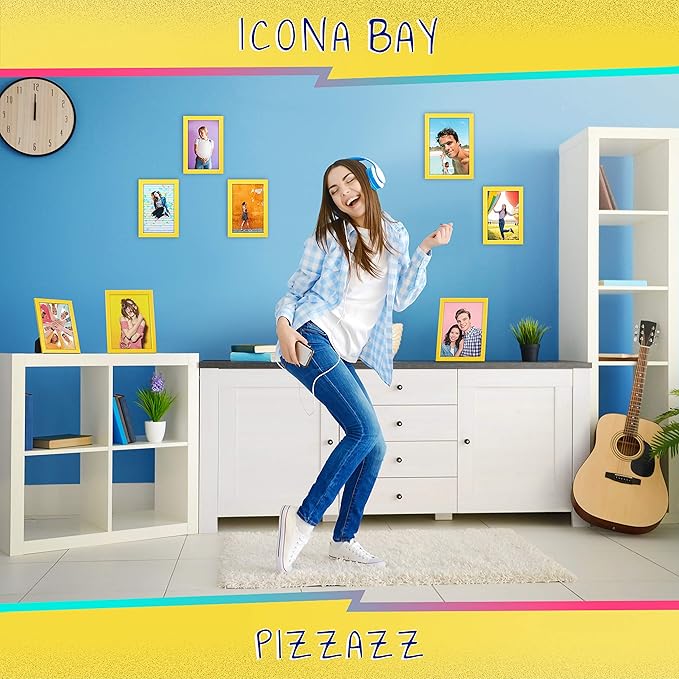 Icona Bay 8x10 Picture Frames (Yellow, 3 Pack), Colored Solid Wood Scandinavian Style Frames for Photo, Pizzazz Collection